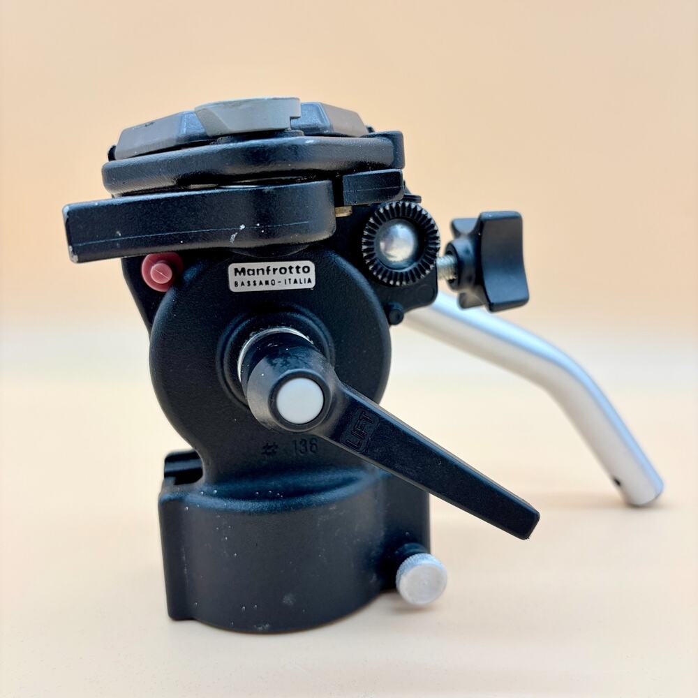 Bogen 3063 Fluid Video Tripod Head Manfrotto 136 Quick Release Plate Vintage